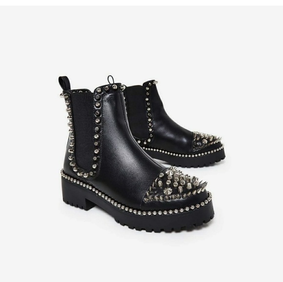 New-Never Worn! Studded Moto Boots - Picture 1 of 1